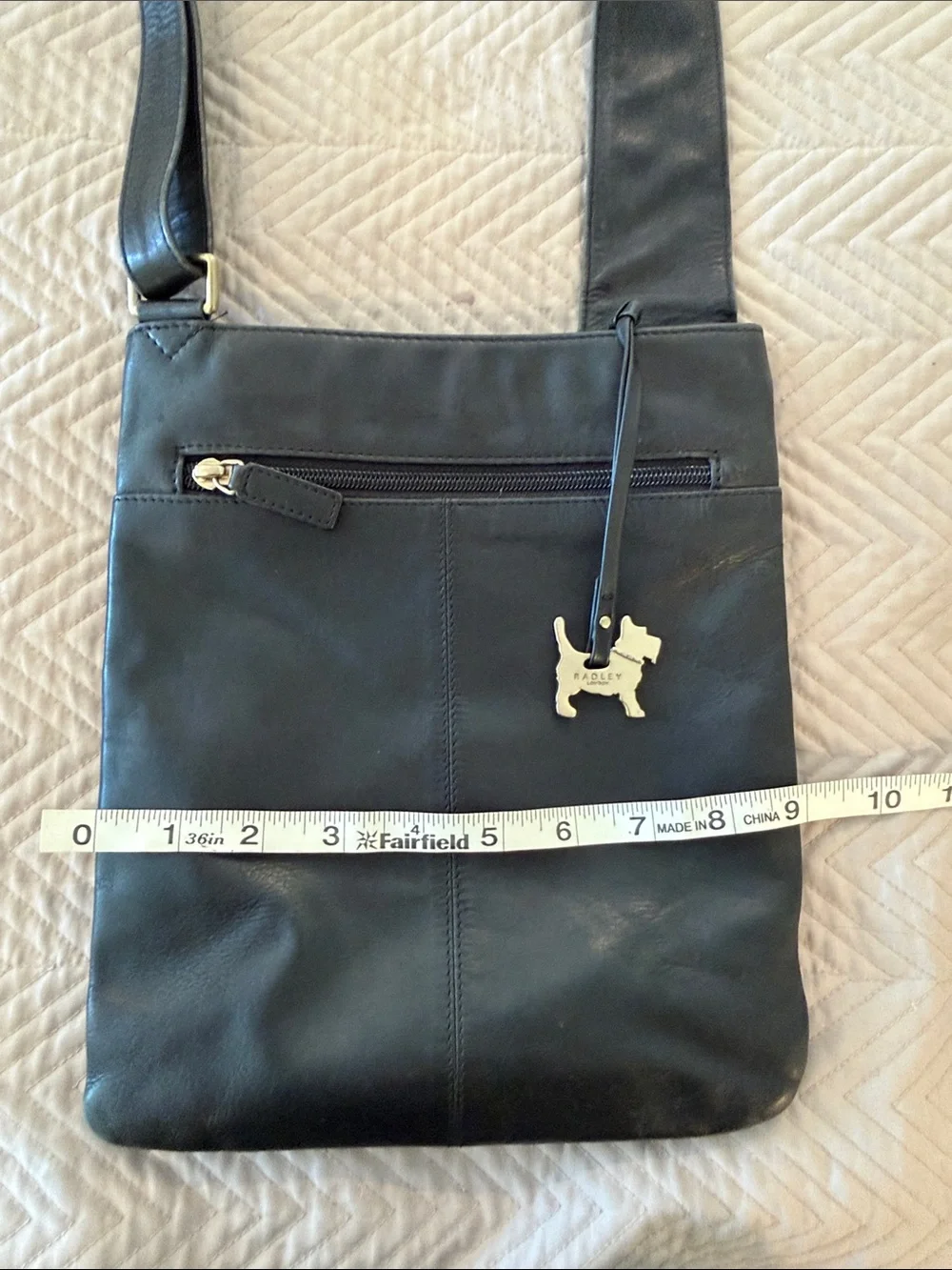 RADLEY LONDON Black Leather Crossbody Adjustable Strap and Scottie Dog Charm